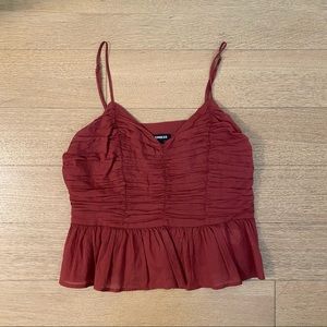 Express maroon peplum tank top